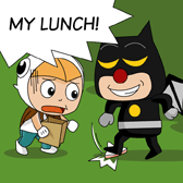 Uncle Ben step on the sandwich. Robin (exclaimed): 'MY LUNCH!'