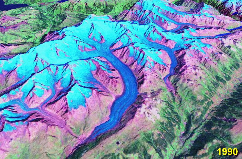 Satellite photos of Aletsch Glacier, 1990-2000