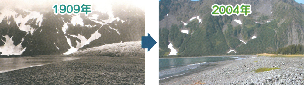 photos of Peterson Glacier, 1909 VS 2004