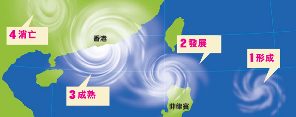 颱風登陸的四個階段
