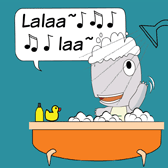 'Lalaa~ 🎶 🎶 laa~' Monster was singing happily while enjoying a bubble bath.