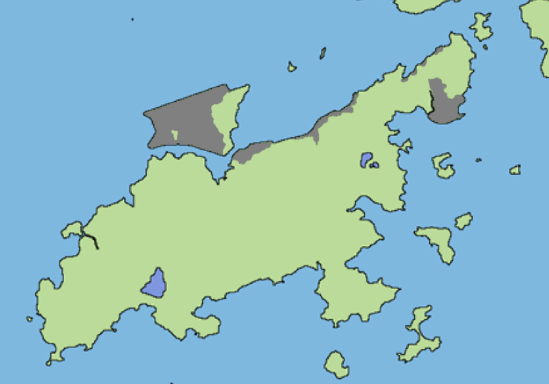 圖中灰色位置為大嶼山和赤鱲角的填海區域
