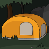 (They are camping in the wild at night.)