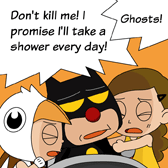 Alice screams: 'Ghosts!'
Robin also screamed: 'Don’t kill me! I promise I’ll take a shower every day!'